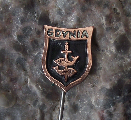 Vintage Gdynia Poland Heraldic Crest Small Shield Polish Pin Badge