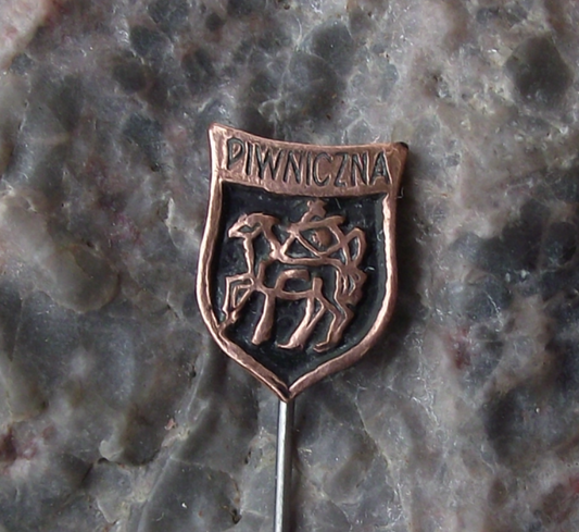 Vintage Piwniczna Poland Heraldic Crest Small Polish Shield Pin Badge