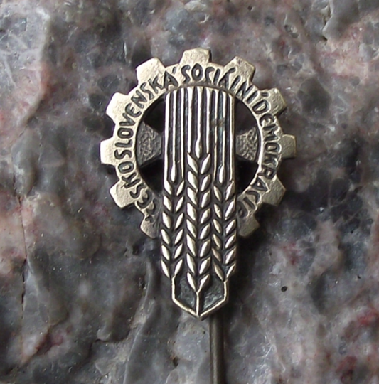 Vintage Czechoslovakia Social Democratic Party Wheat Logo Pin Badge