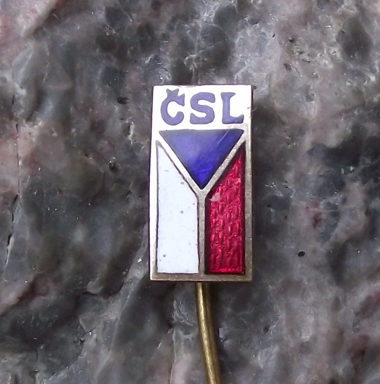 Vintage CSL Czech Czechoslovak Peoples Political Party Czech Flag Pin Badge