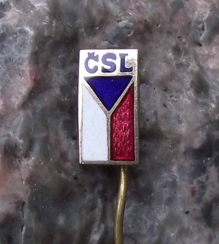 Vintage CSL Czech Czechoslovak Peoples Political Party Czech Flag Pin Badge