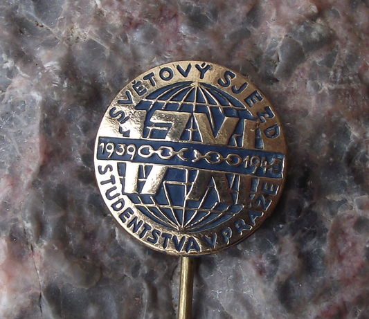 1945 World Students Day 17th November Prague Czech Congress Pin Badge