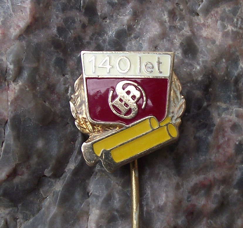 1965 Sellier and Bellot Czech Ammunition Maker 140th Anniversary Pin Badge