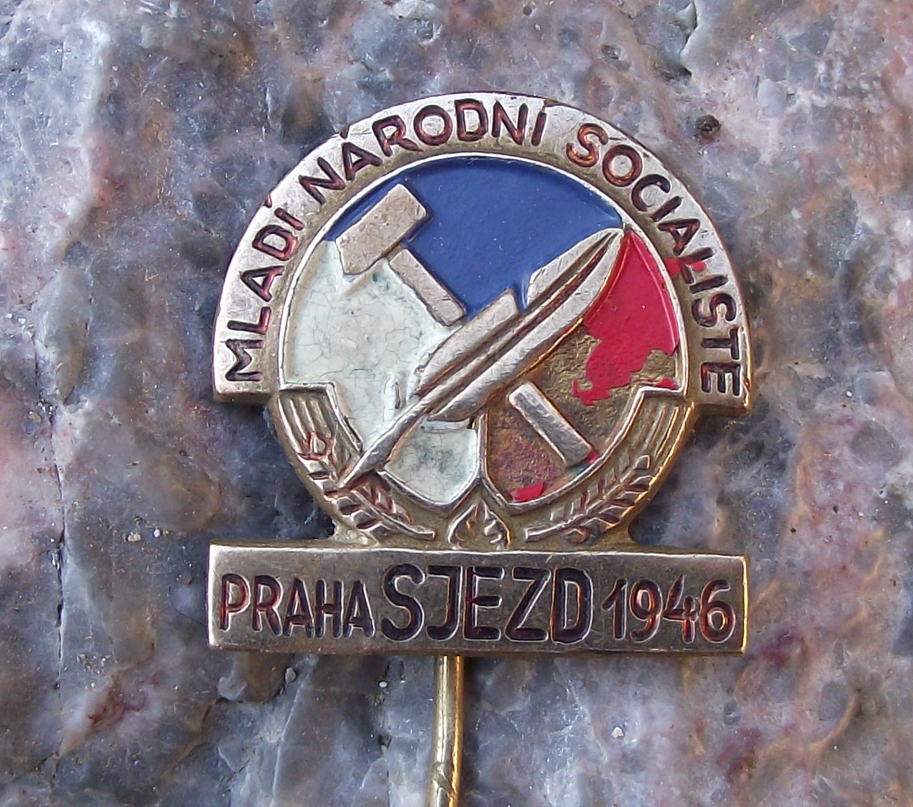 1946 Czech National Socialist Party Youth Meeting Conference Political Pin Badge