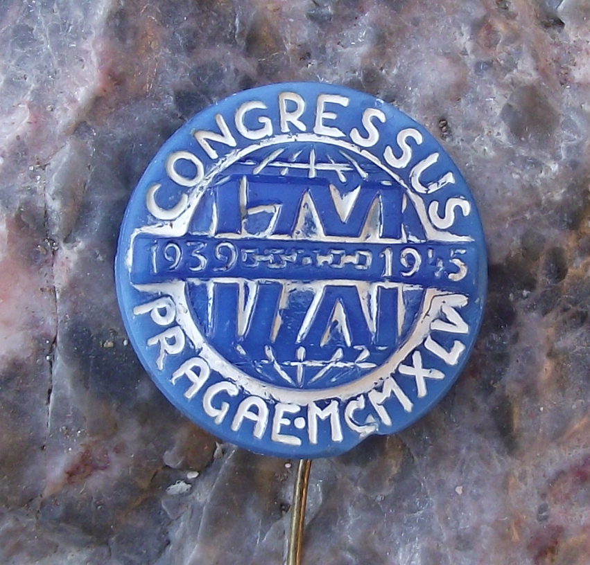 1945 World Students Day 17th November Prague Congress Glass Pin Badge