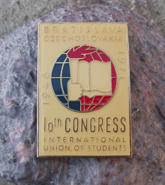 1971 IUS International Students Union 10th Congress Slovakia Pin Badge