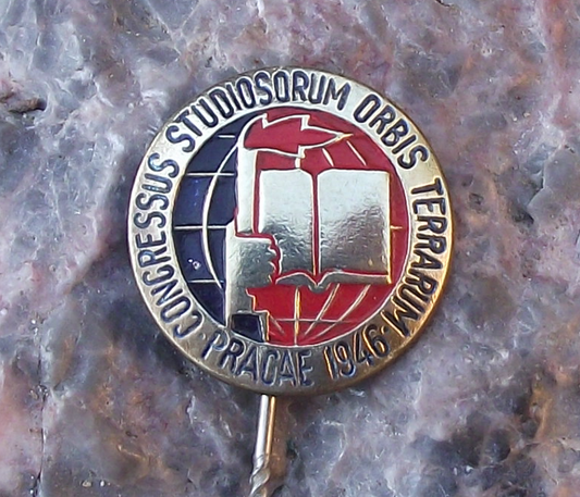 1946 IUS International Students Union Inaugural Meeting Prague Pin Badge