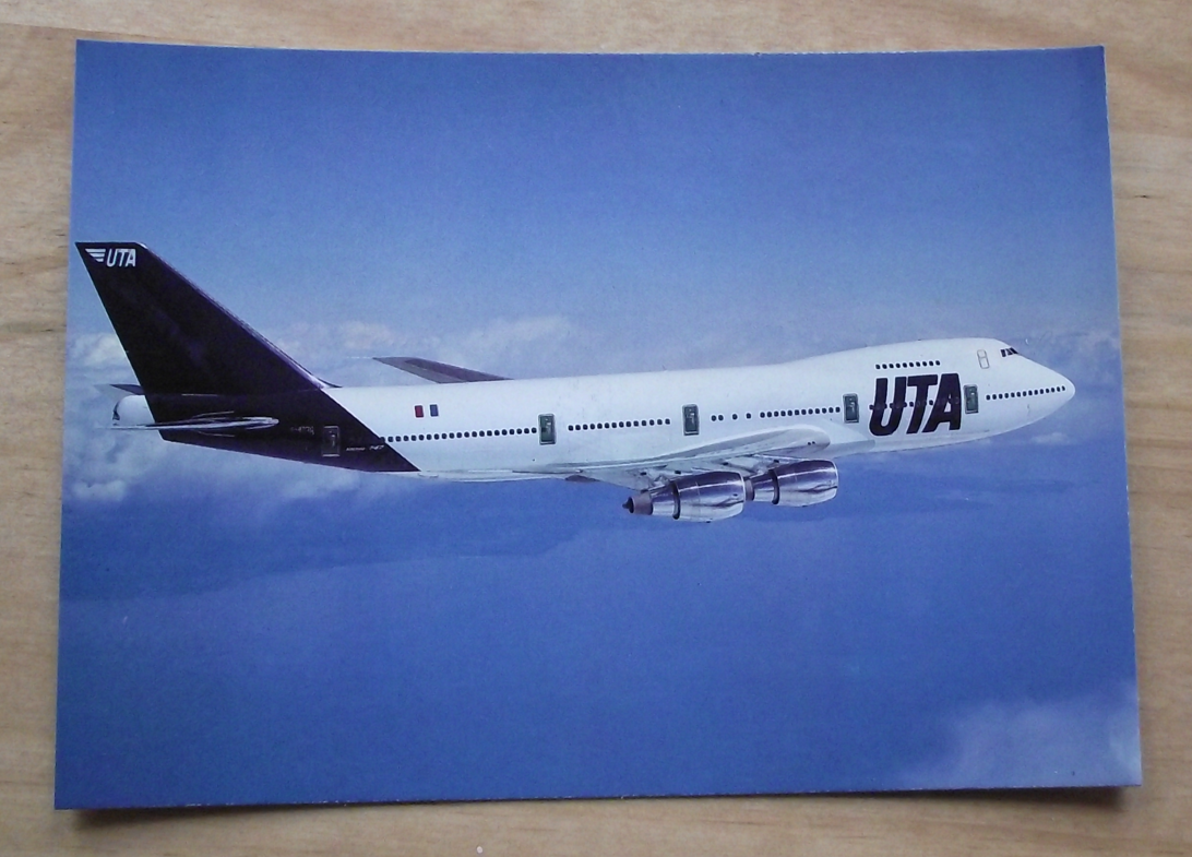 Vintage UTA Boeing 747 - 200B Airliner Aircraft Postcard