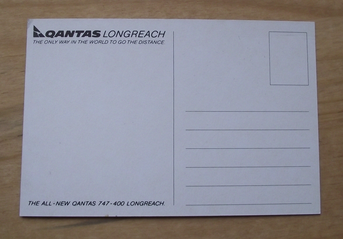 Vintage QANTUS Boeing 747 - 400 Longreach Airliner Aircraft Postcard