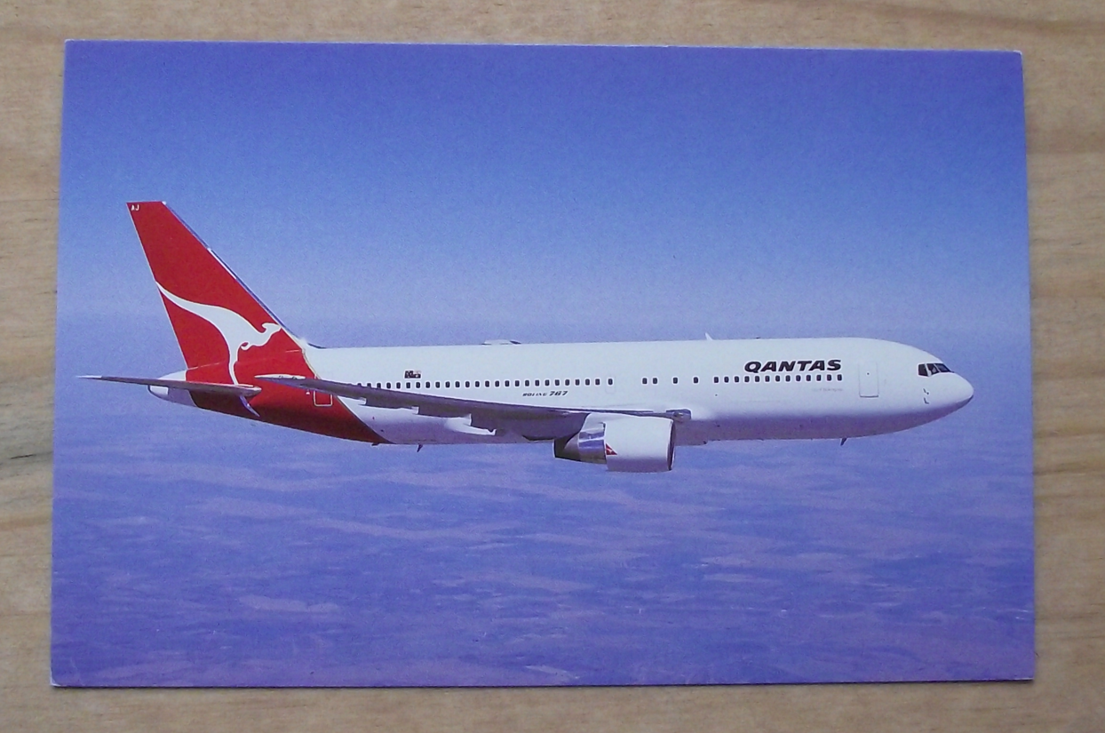 Vintage QANTUS Boeing 767 Airliner Aircraft Postcard