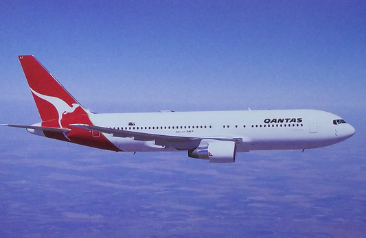 Vintage QANTUS Boeing 767 Airliner Aircraft Postcard