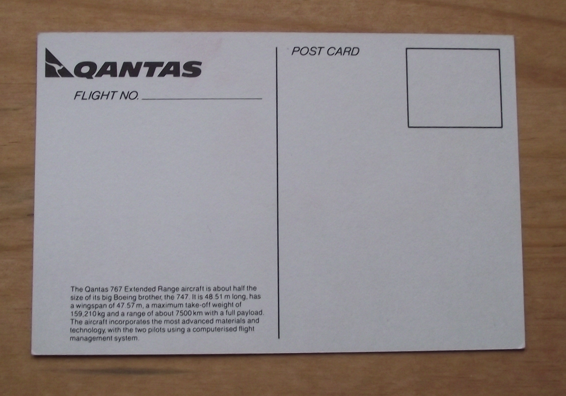 Vintage QANTUS Boeing 767 Airliner Aircraft Postcard