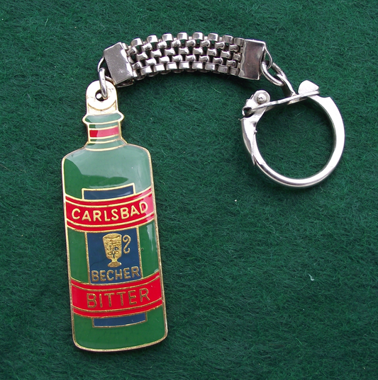 Vintage Carlsbad Becherovka Bitter Bottle Czech Herbal Drink Keyring Key Chain