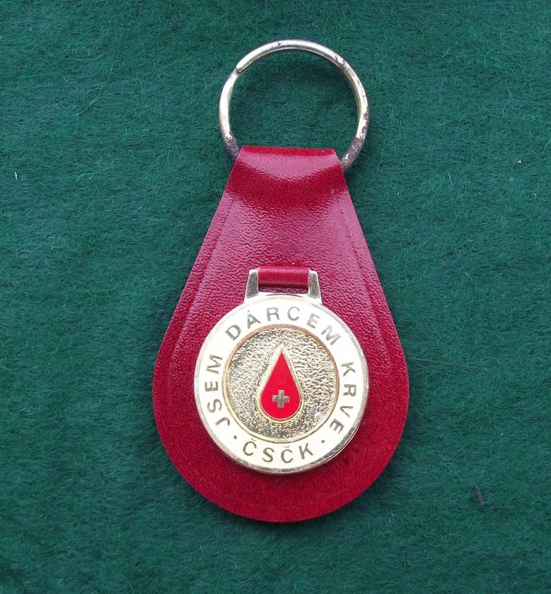 Vintage Czechoslovakia Red Cross I am a Blood Donor Keychain Keyring