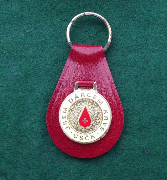 Vintage Czechoslovakia Red Cross I am a Blood Donor Keychain Keyring