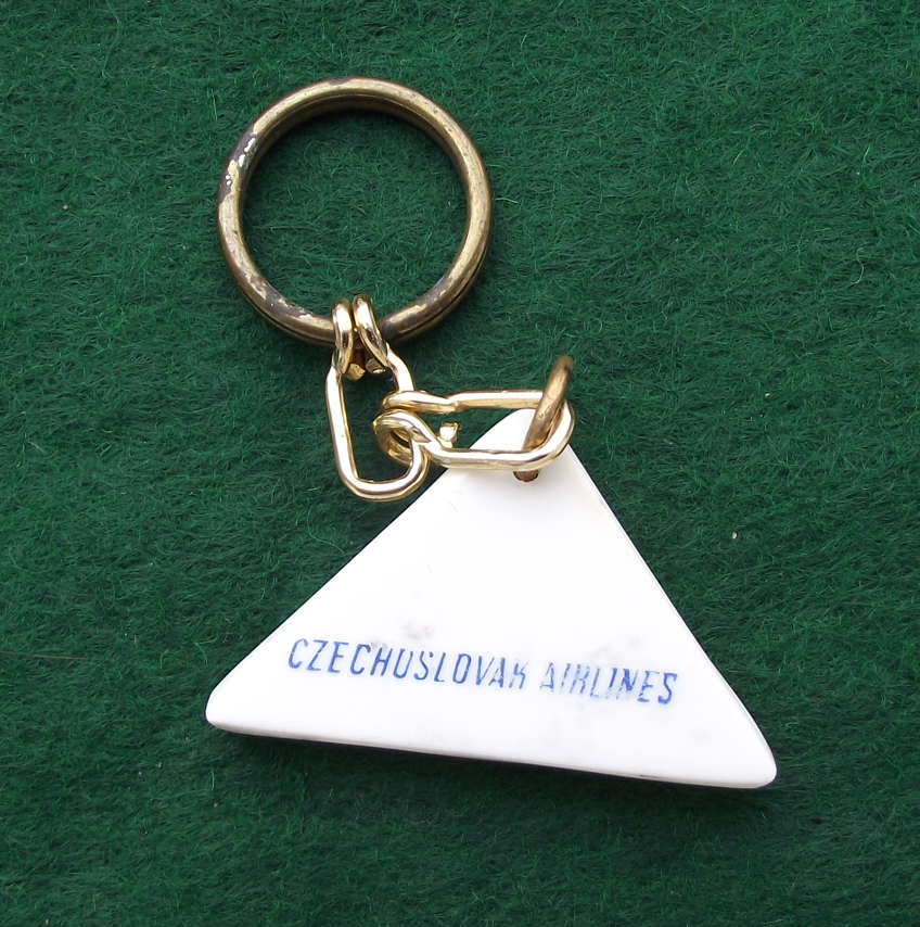 Vintage CSA Czechoslovak Airlines Triangle Logo Keychain Keyring