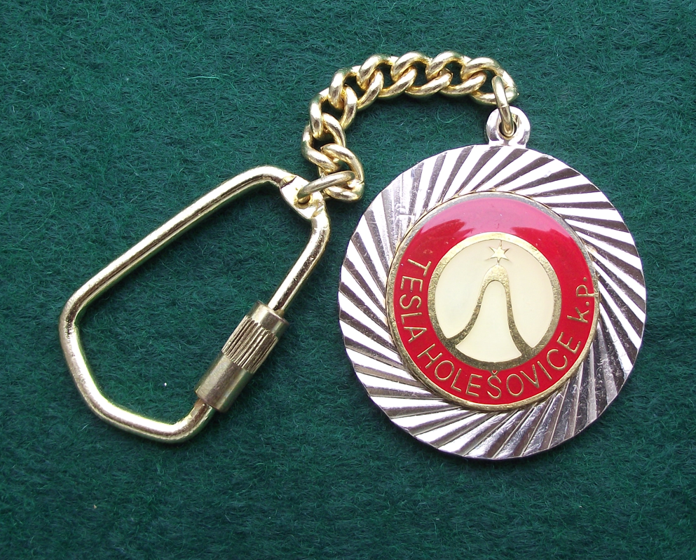 Vintage Tesla Holesovice Czech Electronics Company Keychain Keyring