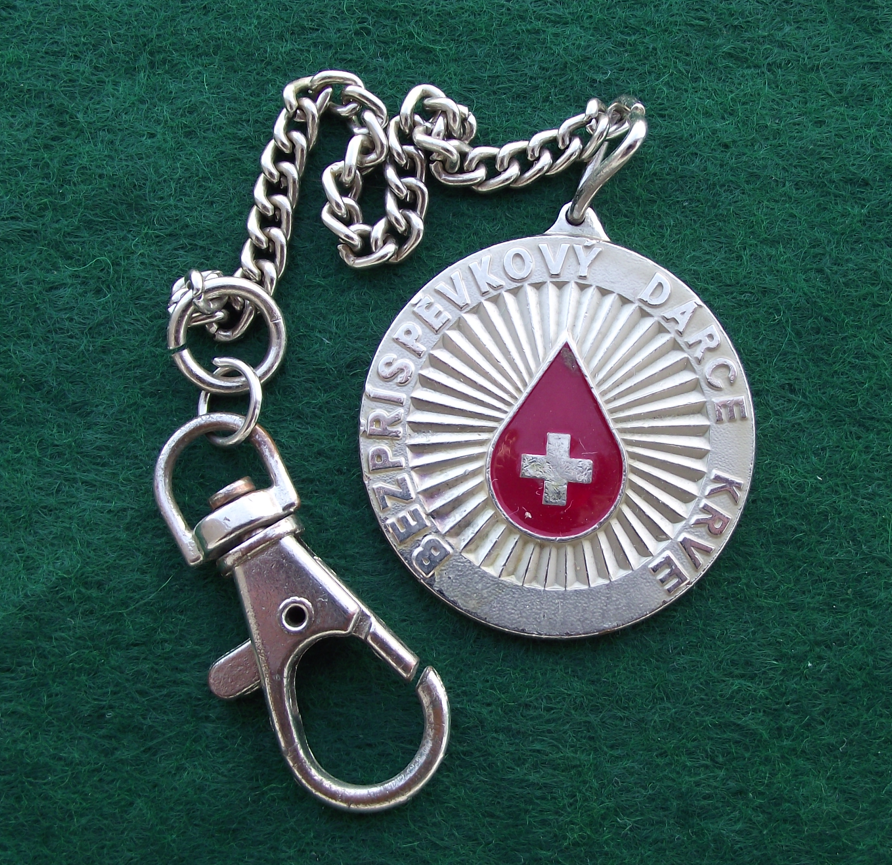 Vintage Czechoslovakia Red Cross Voluntary Blood Donor Keychain Keyring