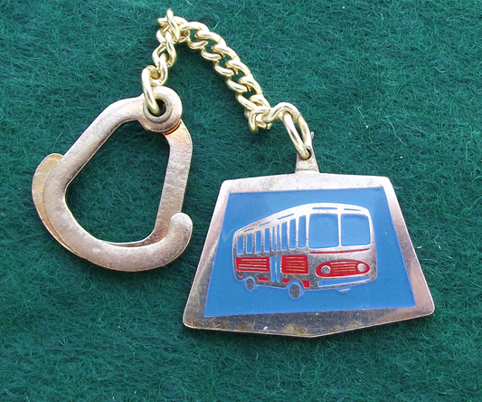 Vintage Prague Public Transport Company Bus Winged Logo Keychain Keyring