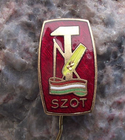 Vintage Hungary SZOT National Council of Trade Unions Pin Badge