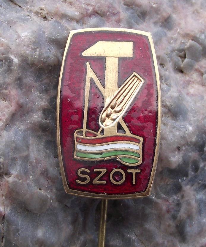 Vintage Hungary SZOT National Council of Trade Unions Pin Badge