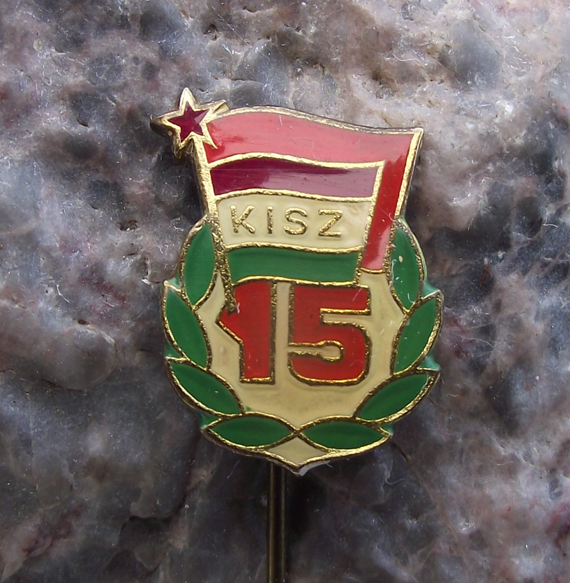 1964 Hungary Pioneer Young Communist League KISZ 15th Anniversary Pin Badge