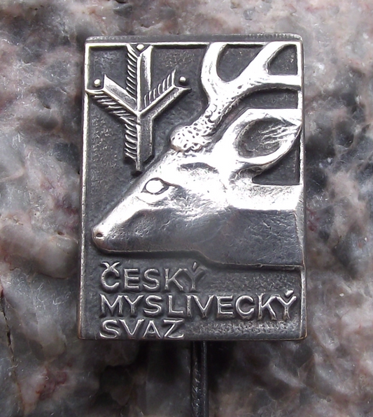 Antique CMMJ Czech Hunting Association CMS Deer Head Members Pin Badge