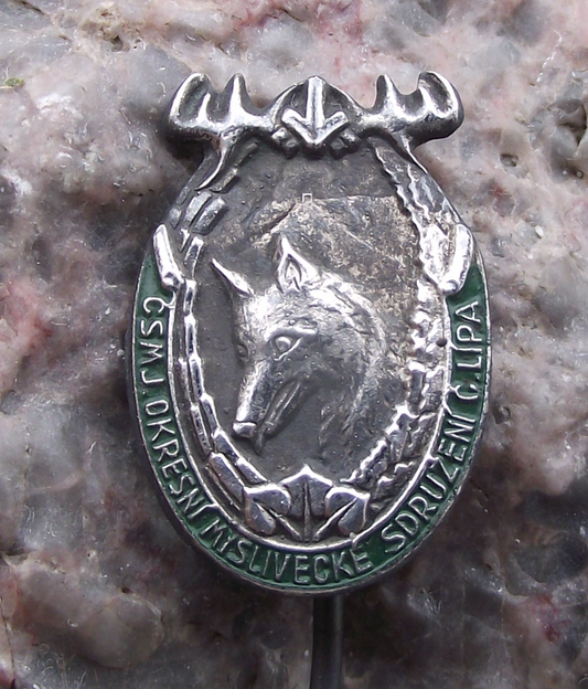 Vintage CSMJ Czechoslovak Hunting Union Ceska Lipa Fox Hunter Pin Badge