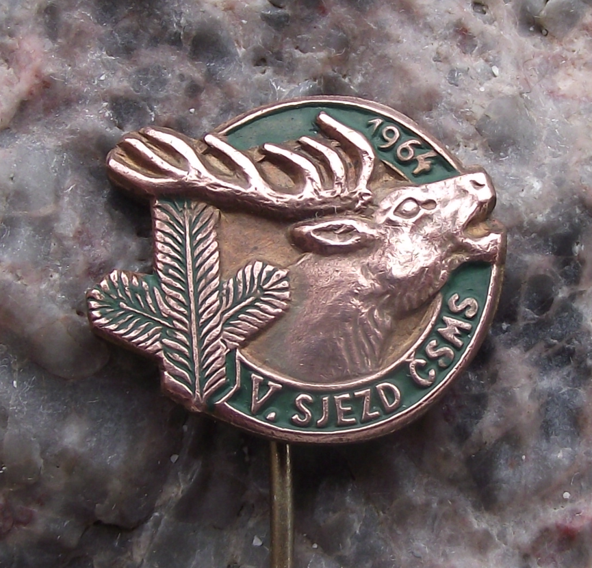 1964 CMMJ Czech Hunting Association 5th National Meeting CMS CSMS Pin Badge