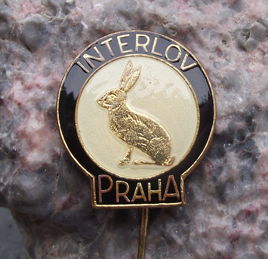 Vintage Czech Hunting Association CMS Interlov Prague Hare Pin Badge