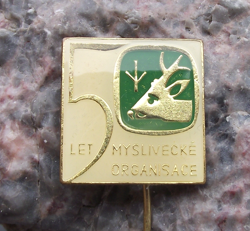 1973 CMMJ Czech Hunting Association CMS Deer Head Anniversary Pin Badge