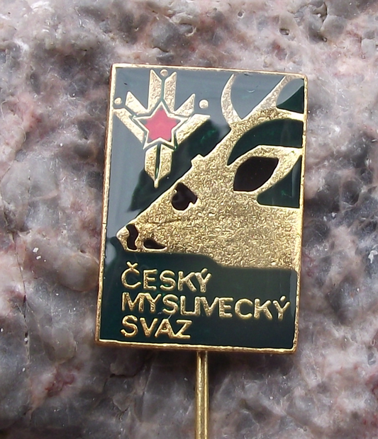 Vintage CMMJ Czech Hunting Association CMS Deer Head Members Pin Badge