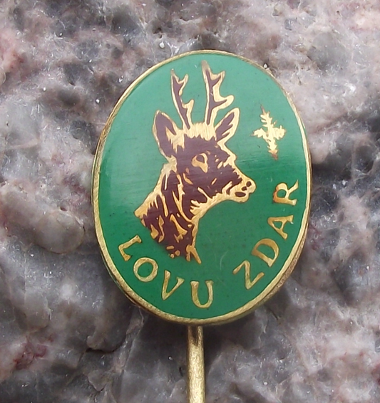 Vintage CMMJ Czech Hunting Association CMS Deer TALLY HO ! Pin Badge