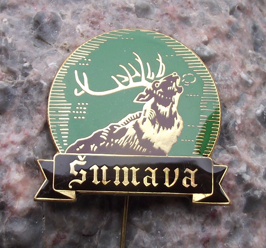 Vintage Sumava Hunting Reserve Red Deer Stag Czechoslovakia Pin Badge