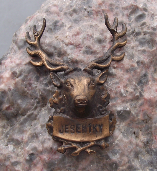 Vintage Jeseniky Mountains Deer Stag Hunting Walking Stick Shield