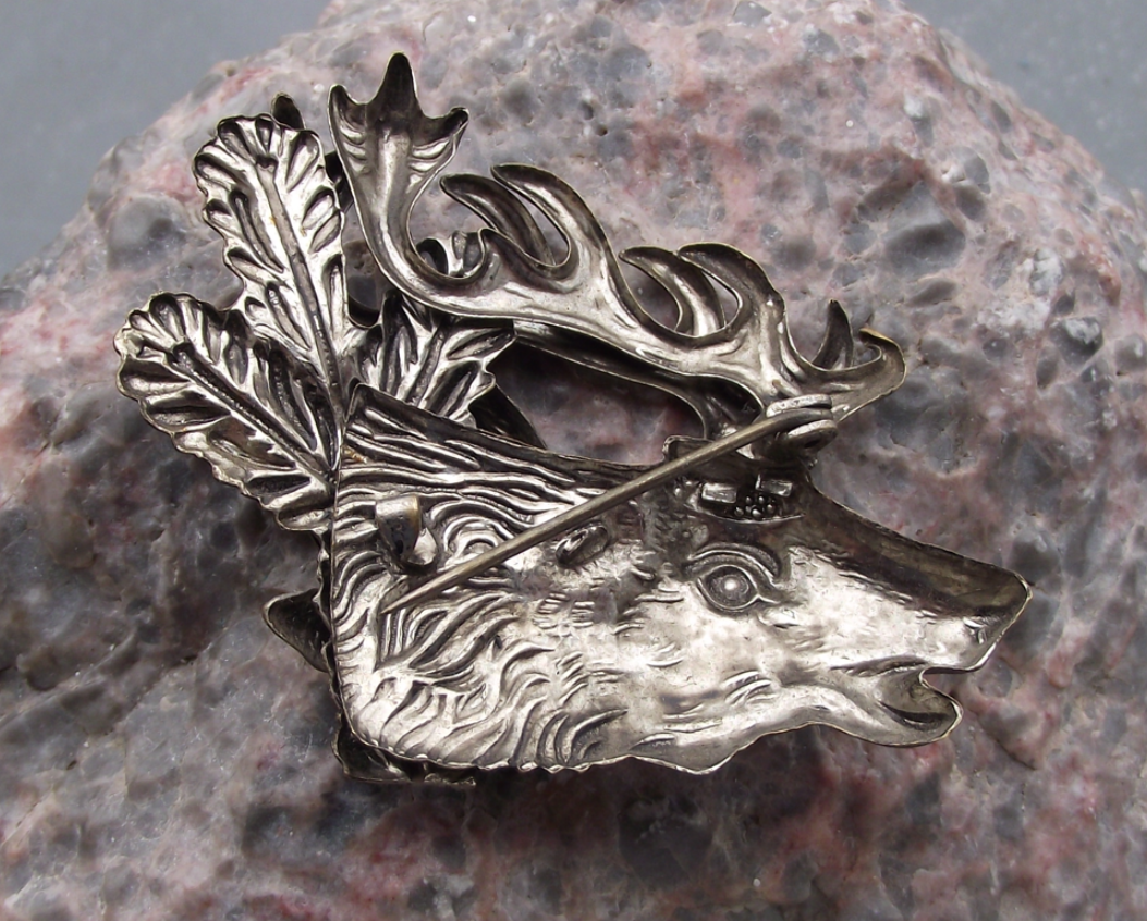 Vintage Roaring Stag Deer Head CMS Czech Hunting Trophy Pin Badge