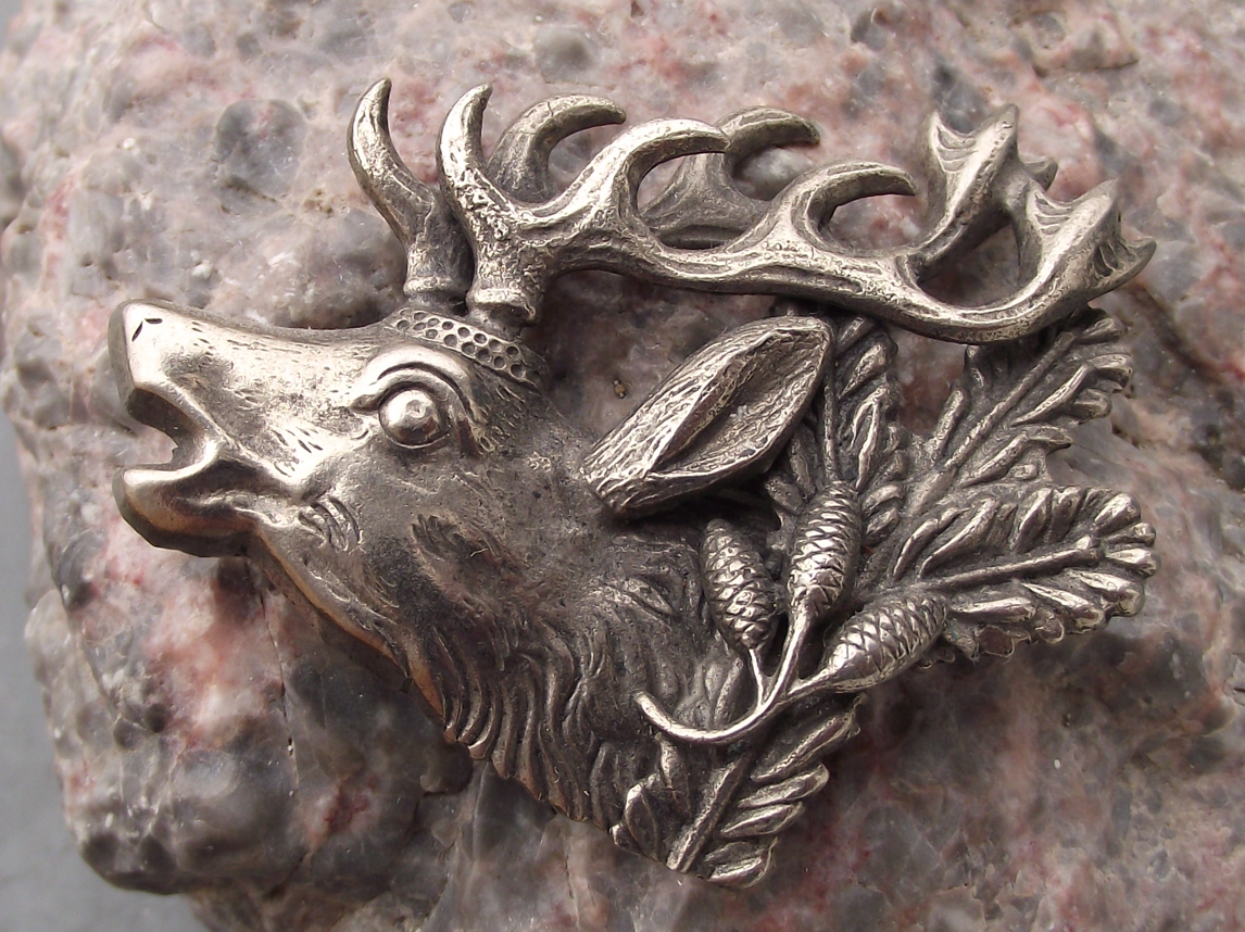 Vintage Roaring Stag Deer Head CMS Czech Hunting Trophy Pin Badge