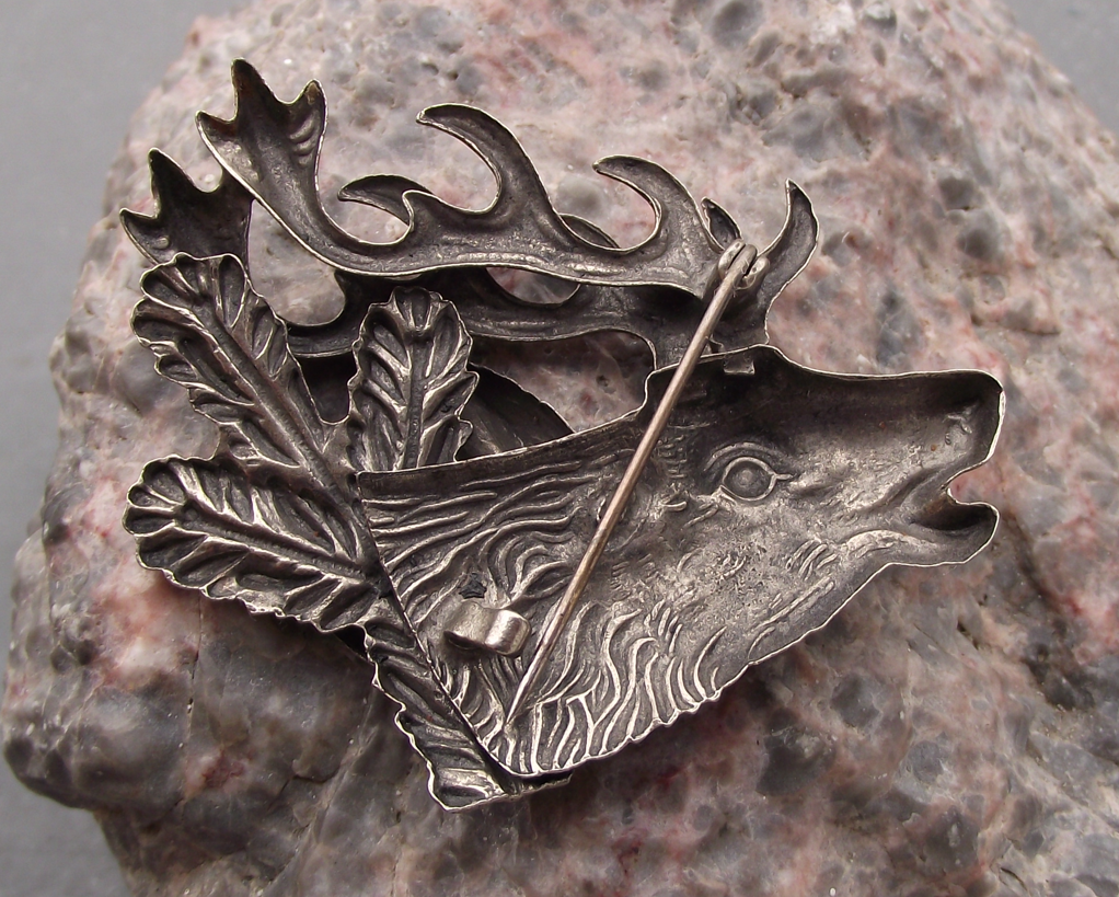 Vintage Roaring Stag Deer Head CMS Czech Hunting Trophy Pin Badge