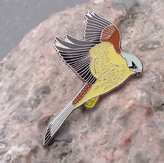 Hovering Kestrel America Europe Bird of Prey Brooch Raptor Pin Badge