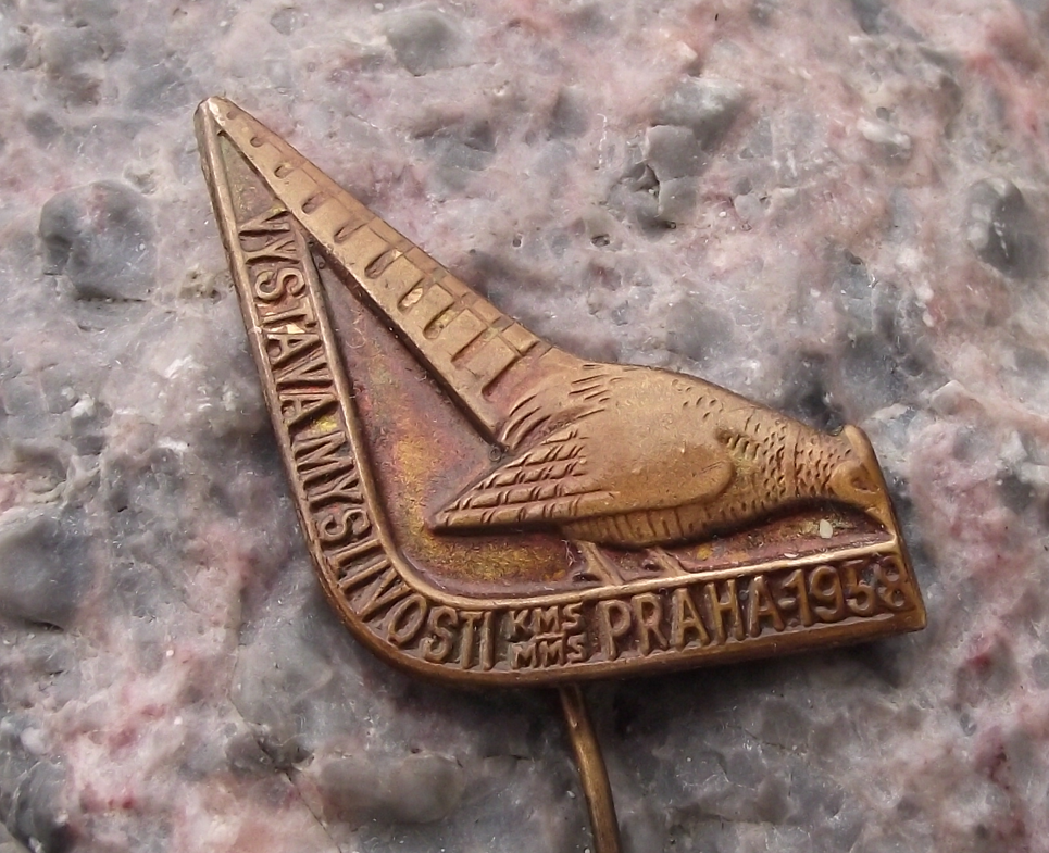 1958 Czech All State Hunting Exhibition Prague Pheasant Pin Badge