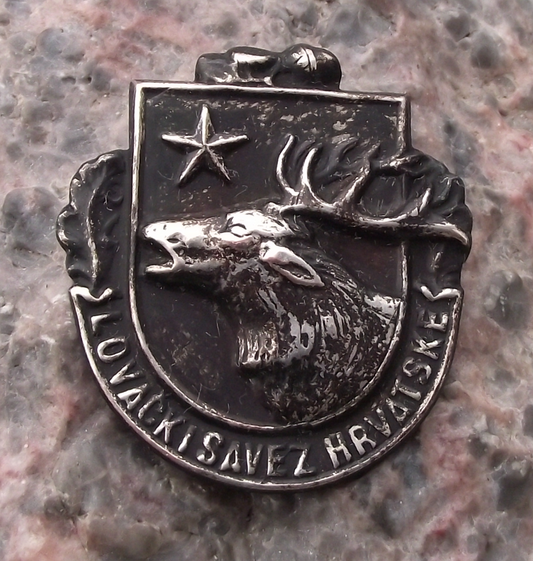 Vintage Croatian Hunting Association Stag Deer Hunters Pin Badge