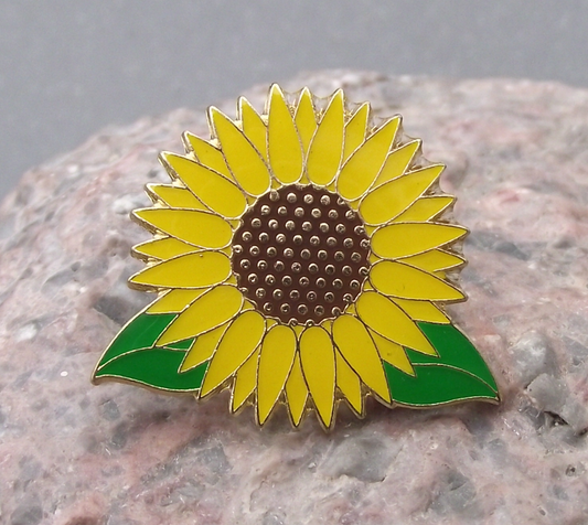 Helianthus Giant Yellow Sunflower Summer Sun Flower Brooch Pin Badge