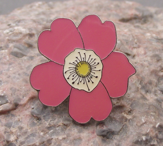 Rosa Canina Dog Rose Wild Flower Pink Bloom Brooch Pin Badge