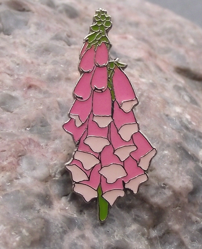 Foxglove Pink Wild Flower Bloom Brooch Pin Badge