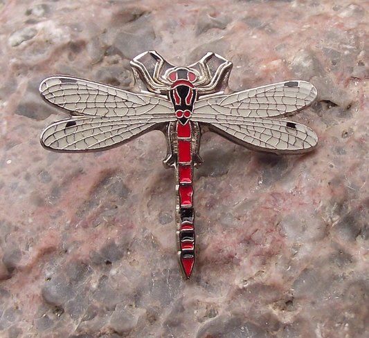 American Red Dragonfly Damselfly Prehistoric Flying Insect Pin Badge