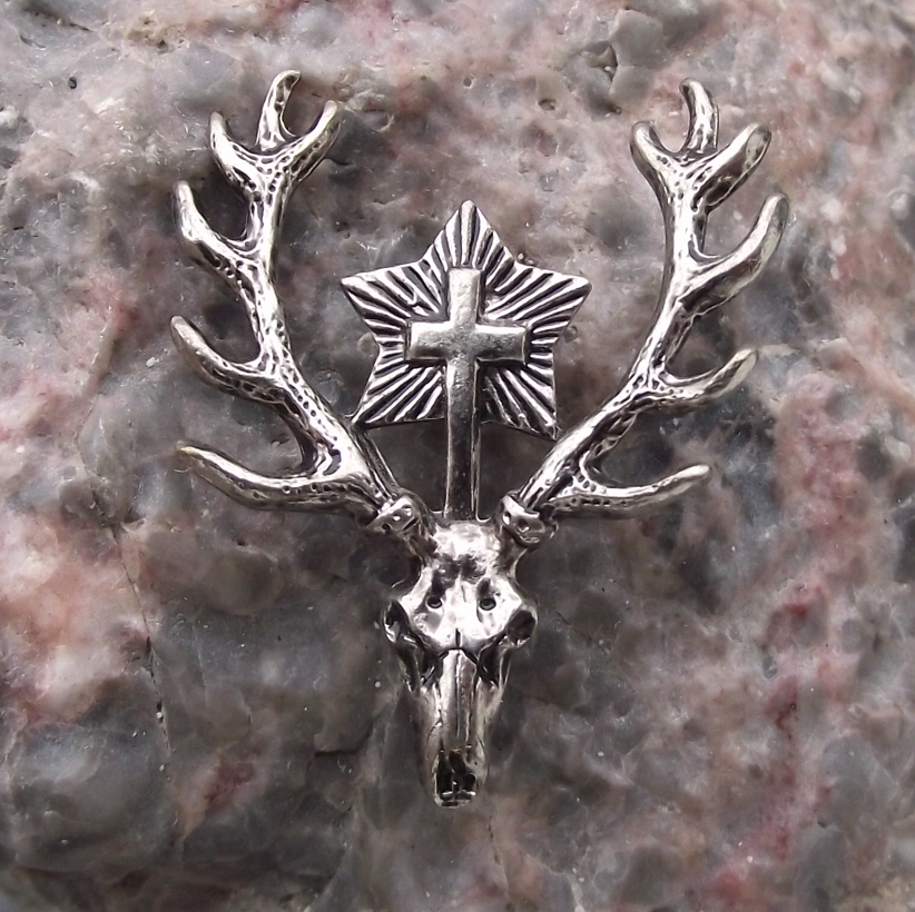 Vintage German Hunting Saint St Hubert Holy Cross Stag Head Hunters Pin Badge