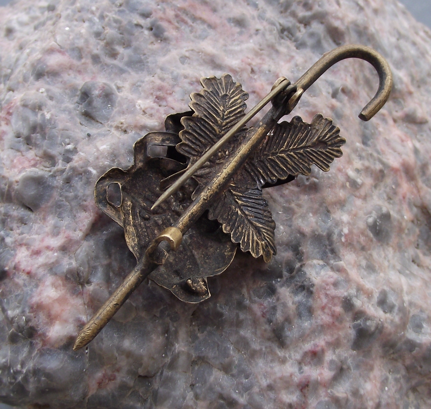 Vintage Walking Stick and Boot Backpack Pine Leaf Hunters Pin Badge