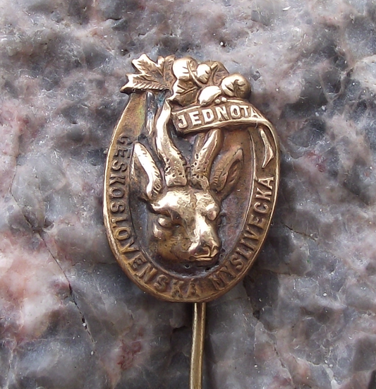 Vintage CSMJ Czechoslovakia Hunting Union Stag Deer Head Logo Members Pin Badge