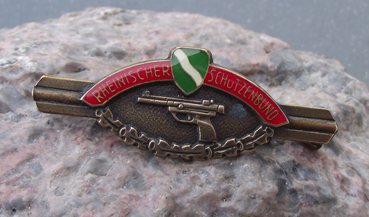 Vintage German Rhineland Shooting Association Pistol Award Pin Badge