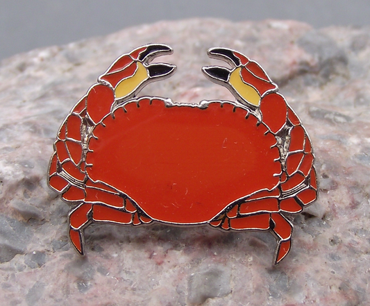 Brown Edible Crab Seaside Rock Shore Crustacean Wildlife Brooch Pin Badge